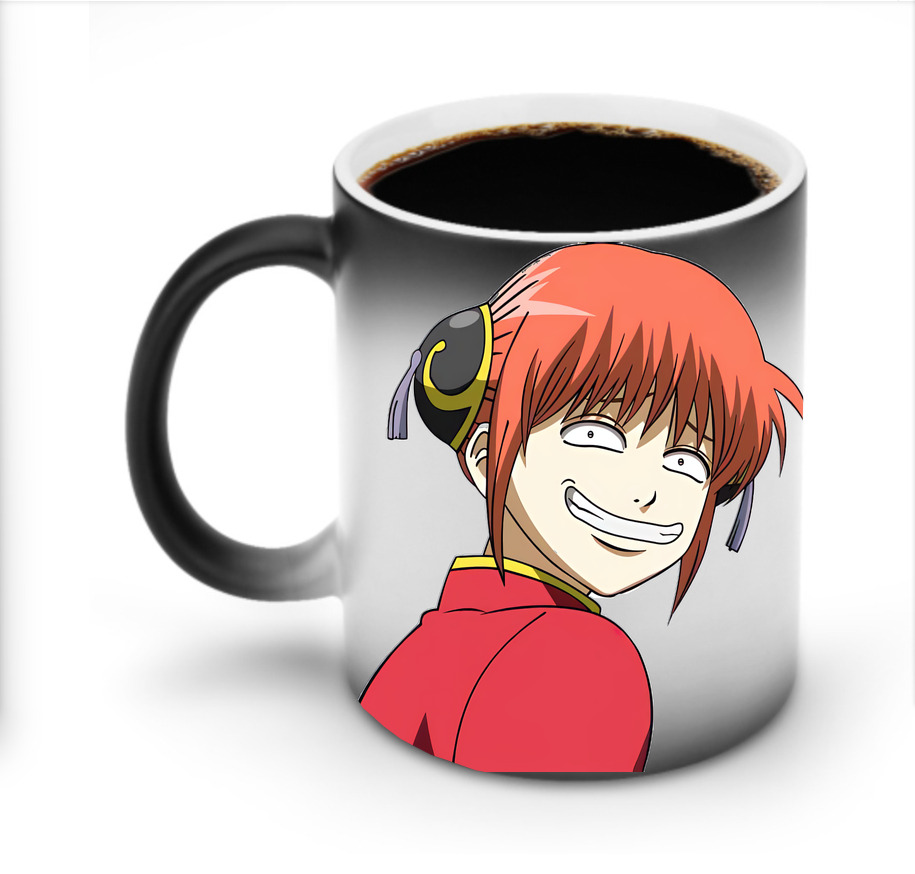 （画像用） ぎんたま 坂田銀時（さかたぎんとき） 神楽 志村新八（しむら しんぱち） GINTAMA Sakata Gintoki Kagura Shimura Shinpachi 温度変色マグカップ