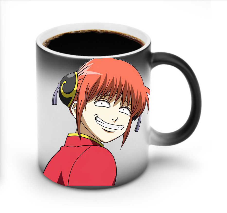 （画像用） ぎんたま 坂田銀時（さかたぎんとき） 神楽 志村新八（しむら しんぱち） GINTAMA Sakata Gintoki Kagura Shimura Shinpachi 温度変色マグカップ