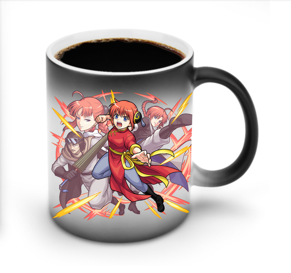 （画像用） ぎんたま 坂田銀時（さかたぎんとき） 神楽 志村新八（しむら しんぱち） GINTAMA Sakata Gintoki Kagura Shimura Shinpachi 温度変色マグカップ