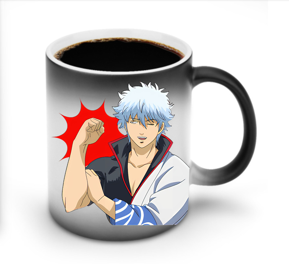 （画像用） ぎんたま 坂田銀時（さかたぎんとき） 神楽 志村新八（しむら しんぱち） GINTAMA Sakata Gintoki Kagura Shimura Shinpachi 温度変色マグカップ