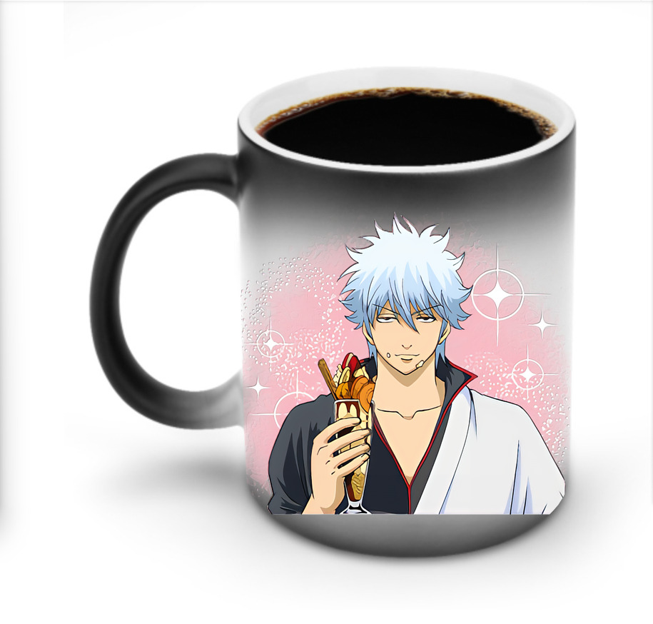（画像用） ぎんたま 坂田銀時（さかたぎんとき） 神楽 志村新八（しむら しんぱち） GINTAMA Sakata Gintoki Kagura Shimura Shinpachi 温度変色マグカップ