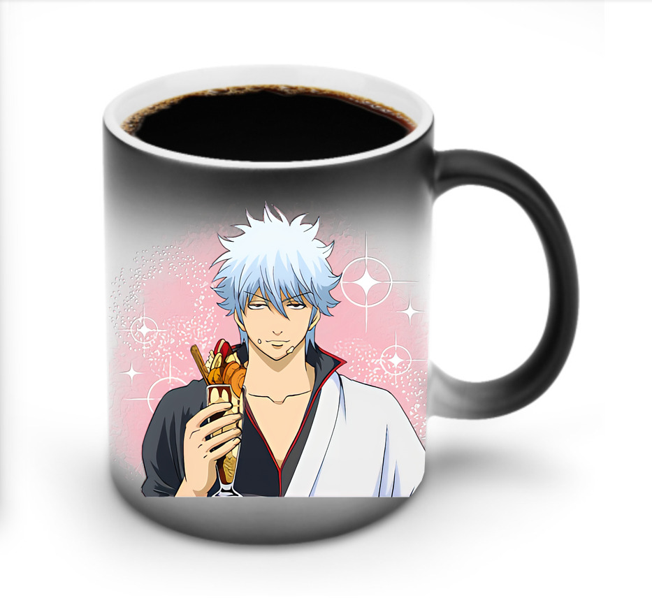 （画像用） ぎんたま 坂田銀時（さかたぎんとき） 神楽 志村新八（しむら しんぱち） GINTAMA Sakata Gintoki Kagura Shimura Shinpachi 温度変色マグカップ