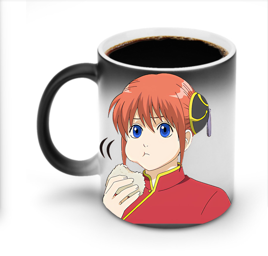 （画像用） ぎんたま 坂田銀時（さかたぎんとき） 神楽 志村新八（しむら しんぱち） GINTAMA Sakata Gintoki Kagura Shimura Shinpachi 温度変色マグカップ