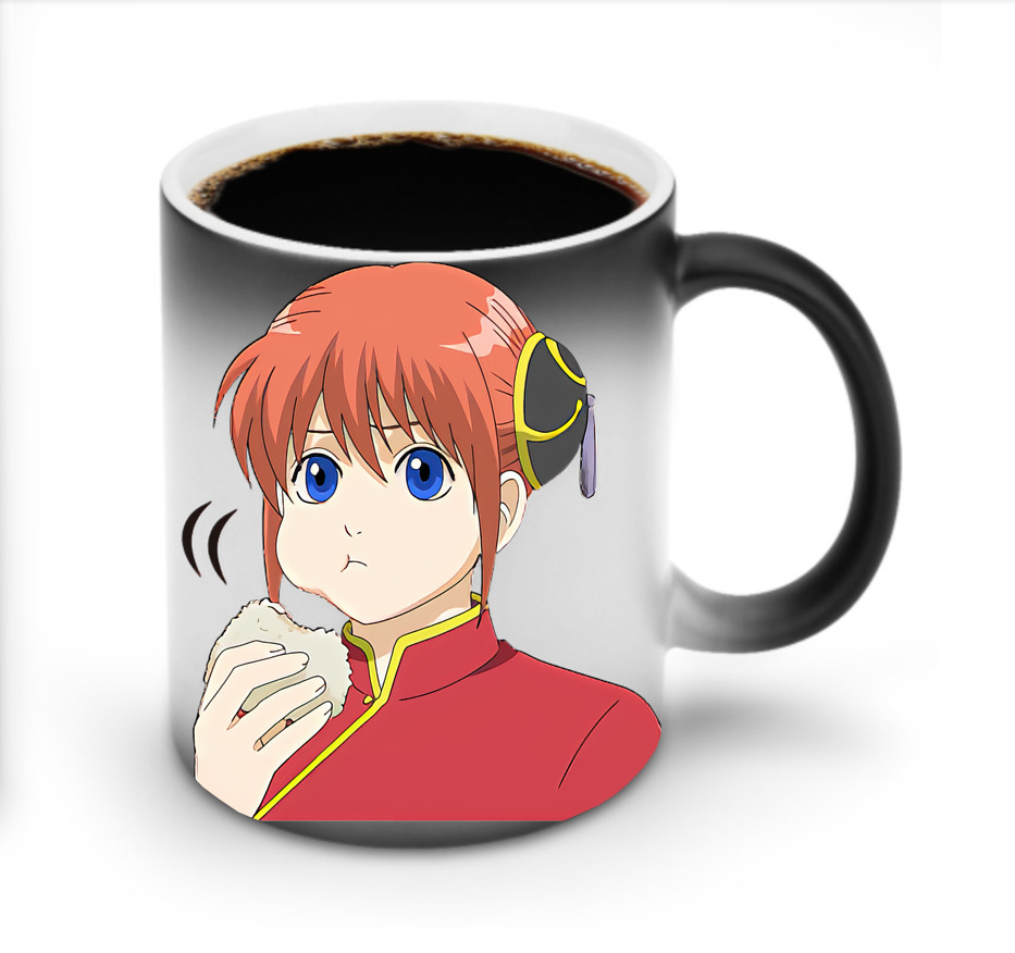 （画像用） ぎんたま 坂田銀時（さかたぎんとき） 神楽 志村新八（しむら しんぱち） GINTAMA Sakata Gintoki Kagura Shimura Shinpachi 温度変色マグカップ