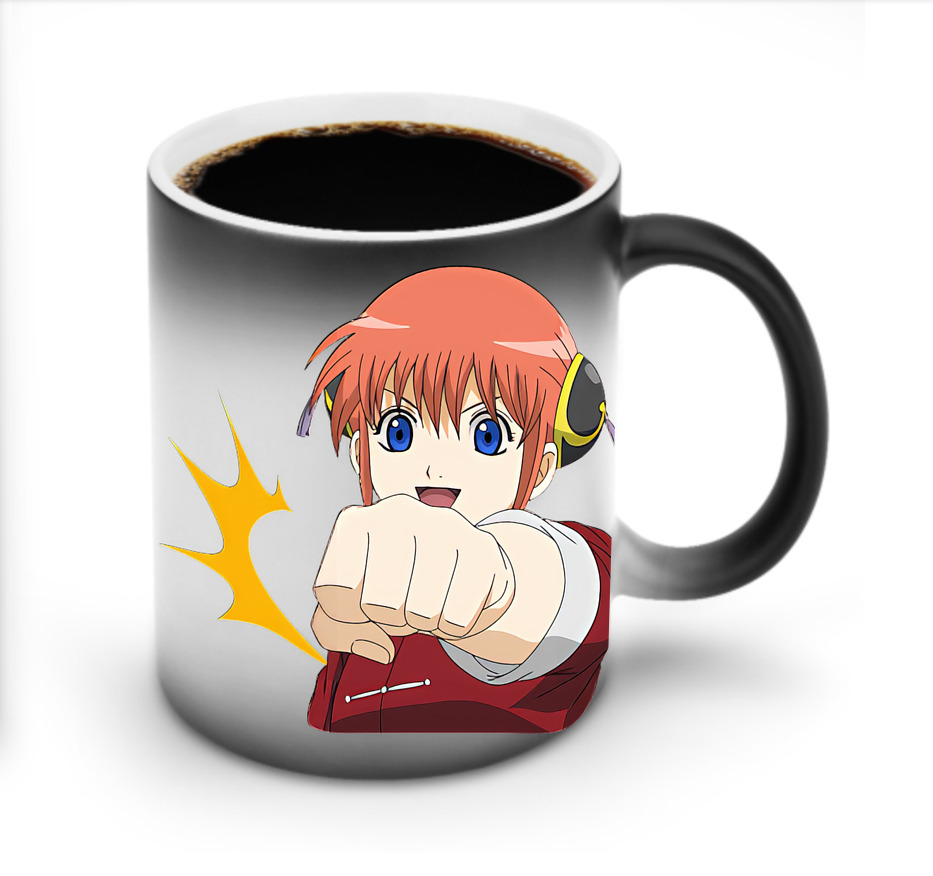 （画像用） ぎんたま 坂田銀時（さかたぎんとき） 神楽 志村新八（しむら しんぱち） GINTAMA Sakata Gintoki Kagura Shimura Shinpachi 温度変色マグカップ