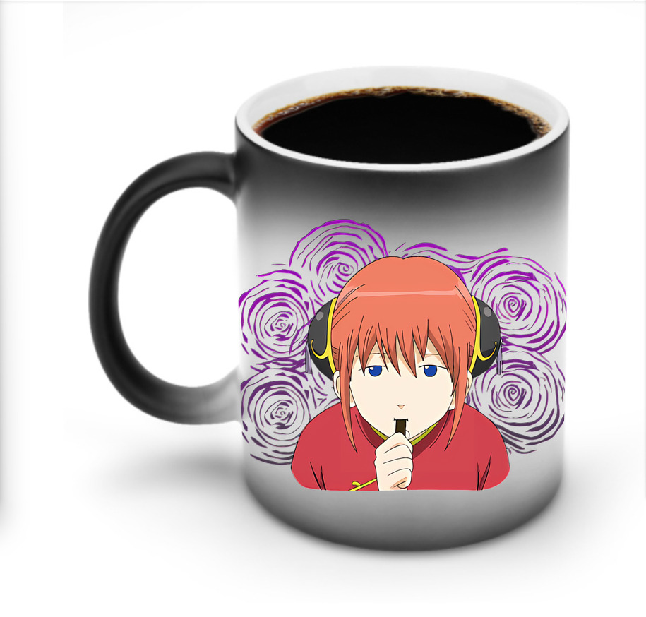 （画像用） ぎんたま 坂田銀時（さかたぎんとき） 神楽 志村新八（しむら しんぱち） GINTAMA Sakata Gintoki Kagura Shimura Shinpachi 温度変色マグカップ