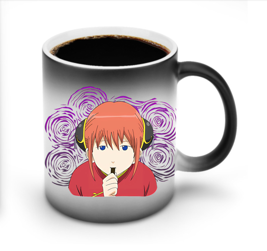 （画像用） ぎんたま 坂田銀時（さかたぎんとき） 神楽 志村新八（しむら しんぱち） GINTAMA Sakata Gintoki Kagura Shimura Shinpachi 温度変色マグカップ