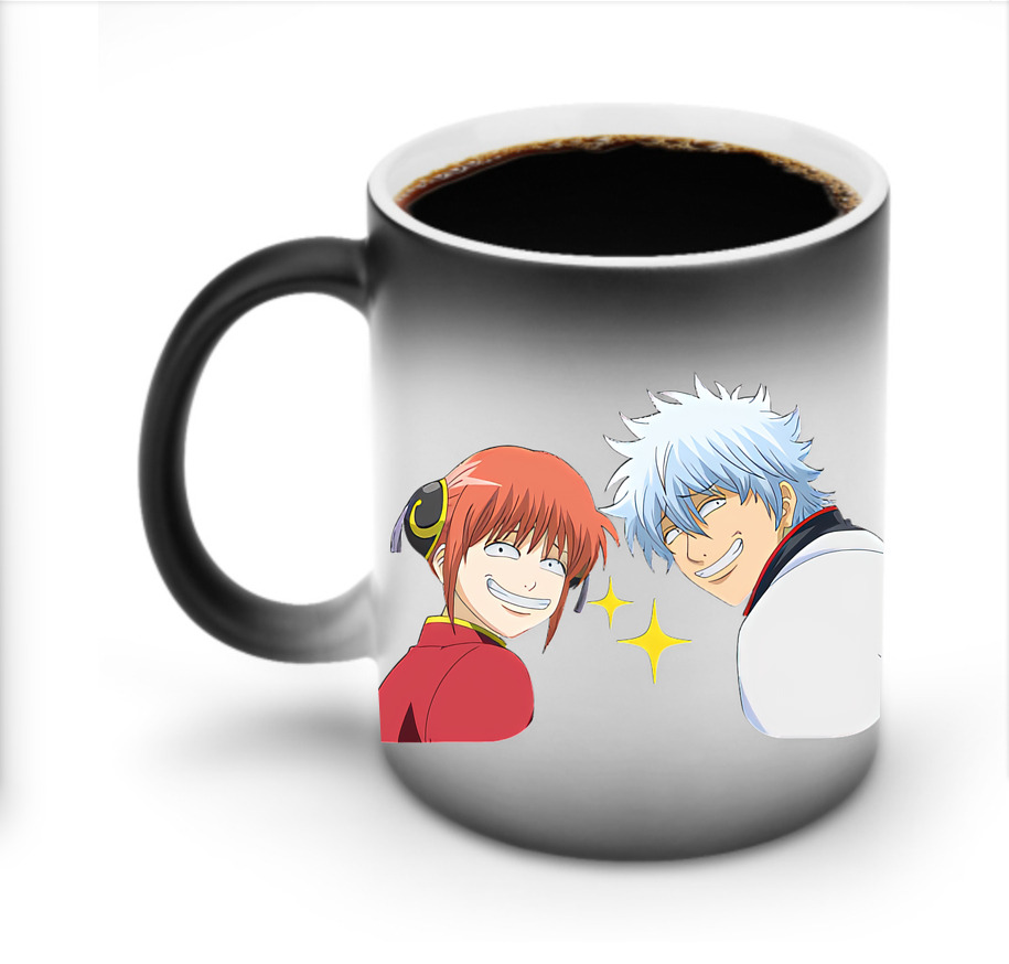 （画像用） ぎんたま 坂田銀時（さかたぎんとき） 神楽 志村新八（しむら しんぱち） GINTAMA Sakata Gintoki Kagura Shimura Shinpachi 温度変色マグカップ