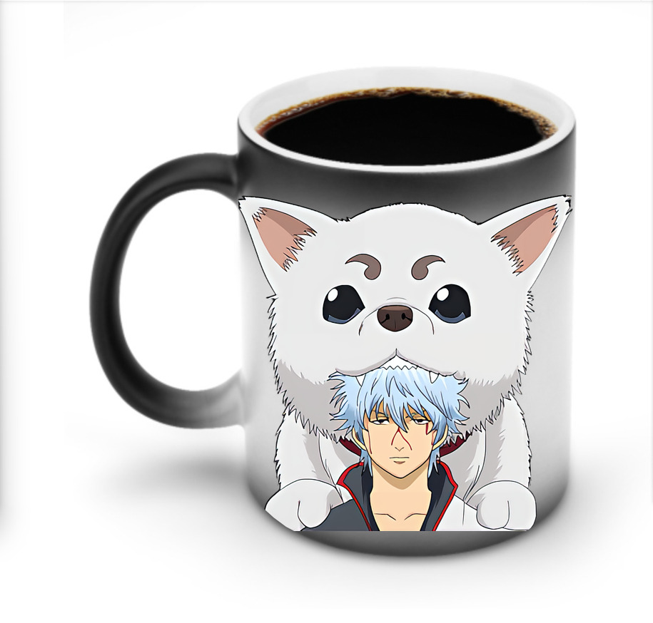 （画像用） ぎんたま 坂田銀時（さかたぎんとき） 神楽 志村新八（しむら しんぱち） GINTAMA Sakata Gintoki Kagura Shimura Shinpachi 温度変色マグカップ