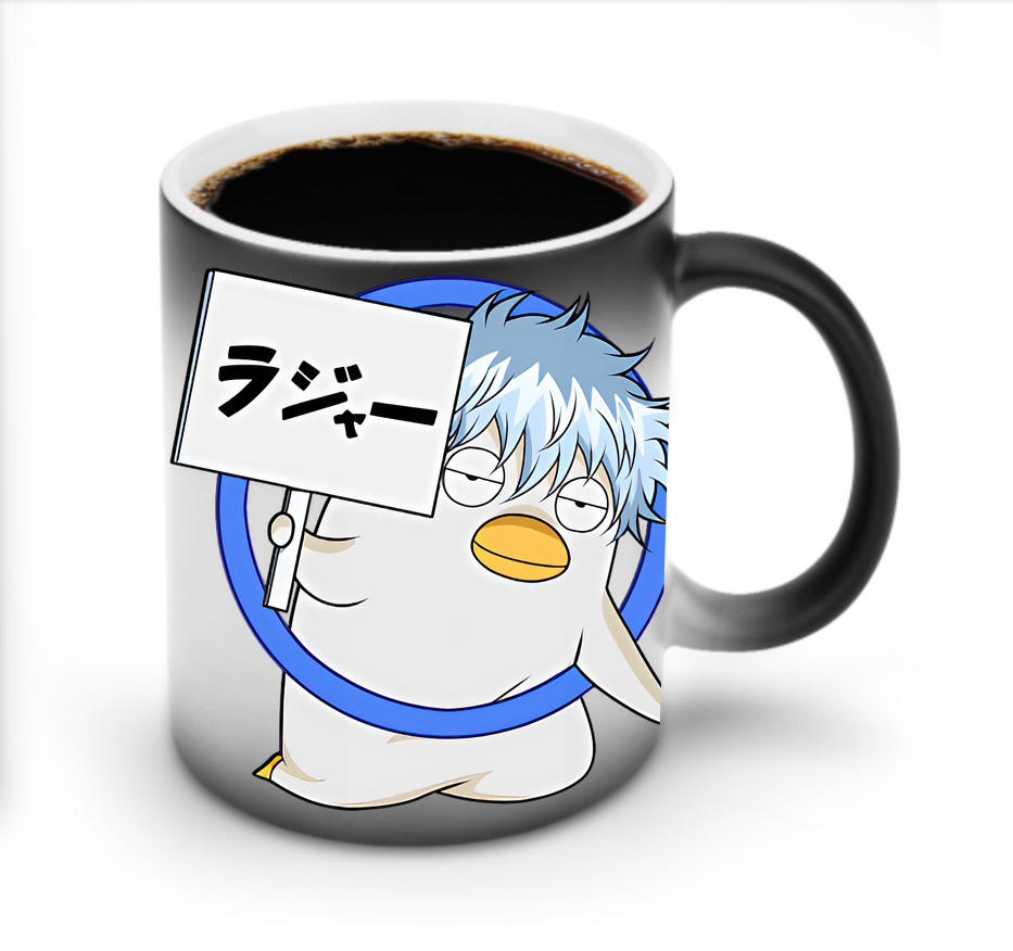 （画像用） ぎんたま 坂田銀時（さかたぎんとき） 神楽 志村新八（しむら しんぱち） GINTAMA Sakata Gintoki Kagura Shimura Shinpachi 温度変色マグカップ