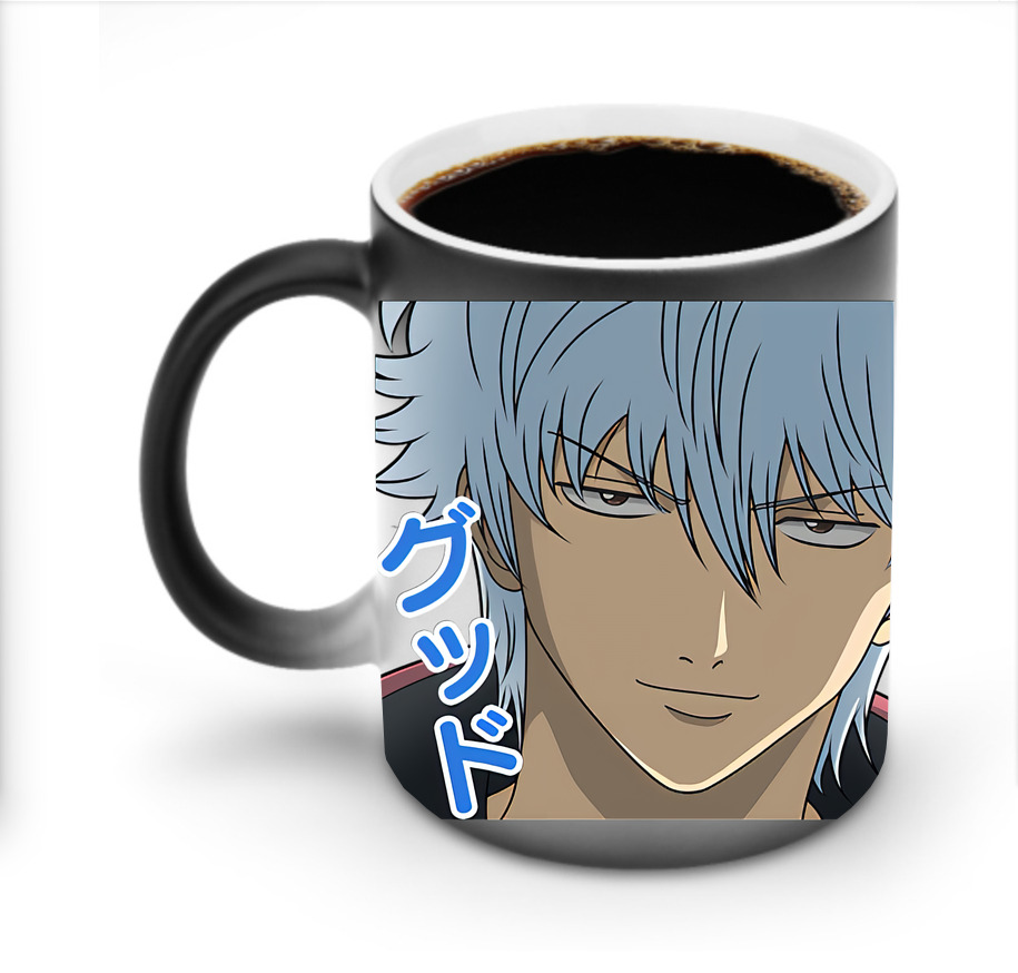 （画像用） ぎんたま 坂田銀時（さかたぎんとき） 神楽 志村新八（しむら しんぱち） GINTAMA Sakata Gintoki Kagura Shimura Shinpachi 温度変色マグカップ