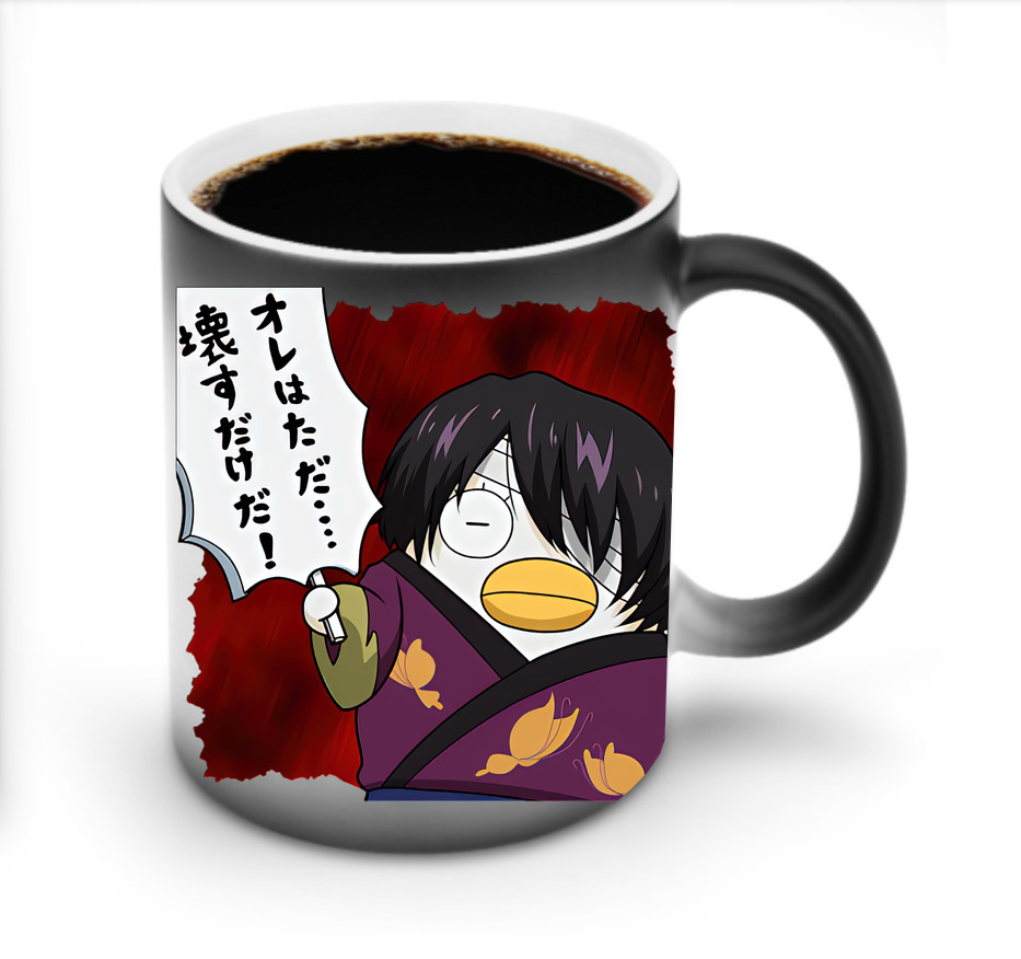 （画像用） ぎんたま 坂田銀時（さかたぎんとき） 神楽 志村新八（しむら しんぱち） GINTAMA Sakata Gintoki Kagura Shimura Shinpachi 温度変色マグカップ