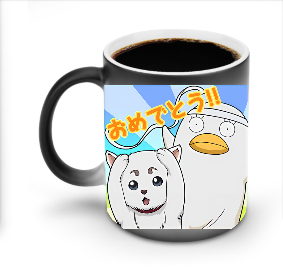（画像用） ぎんたま 坂田銀時（さかたぎんとき） 神楽 志村新八（しむら しんぱち） GINTAMA Sakata Gintoki Kagura Shimura Shinpachi 温度変色マグカップ