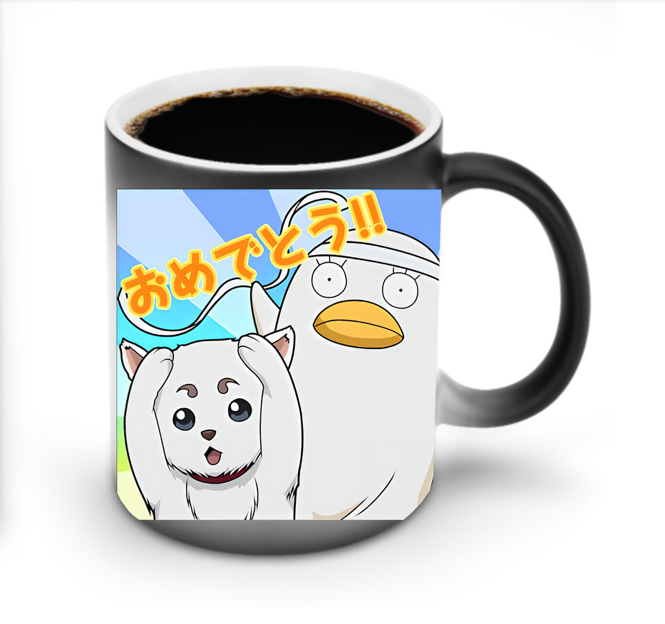 （画像用） ぎんたま 坂田銀時（さかたぎんとき） 神楽 志村新八（しむら しんぱち） GINTAMA Sakata Gintoki Kagura Shimura Shinpachi 温度変色マグカップ