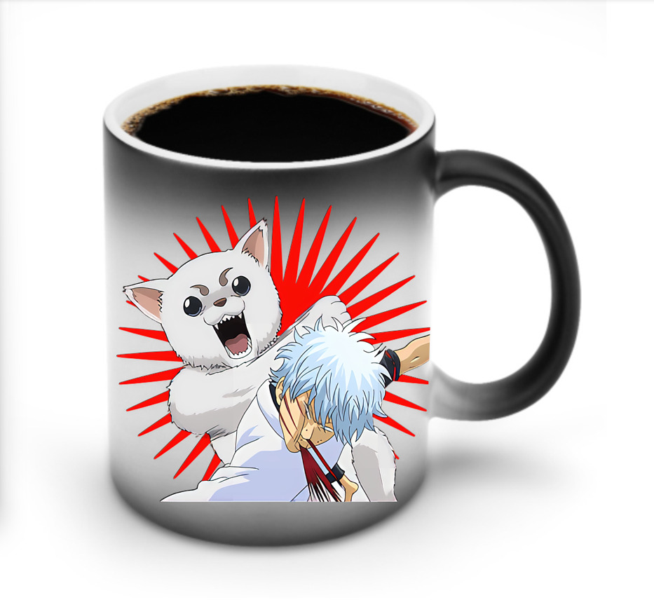 （画像用） ぎんたま 坂田銀時（さかたぎんとき） 神楽 志村新八（しむら しんぱち） GINTAMA Sakata Gintoki Kagura Shimura Shinpachi 温度変色マグカップ