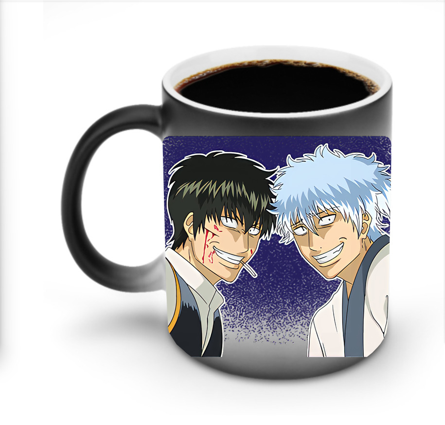 （画像用） ぎんたま 坂田銀時（さかたぎんとき） 神楽 志村新八（しむら しんぱち） GINTAMA Sakata Gintoki Kagura Shimura Shinpachi 温度変色マグカップ
