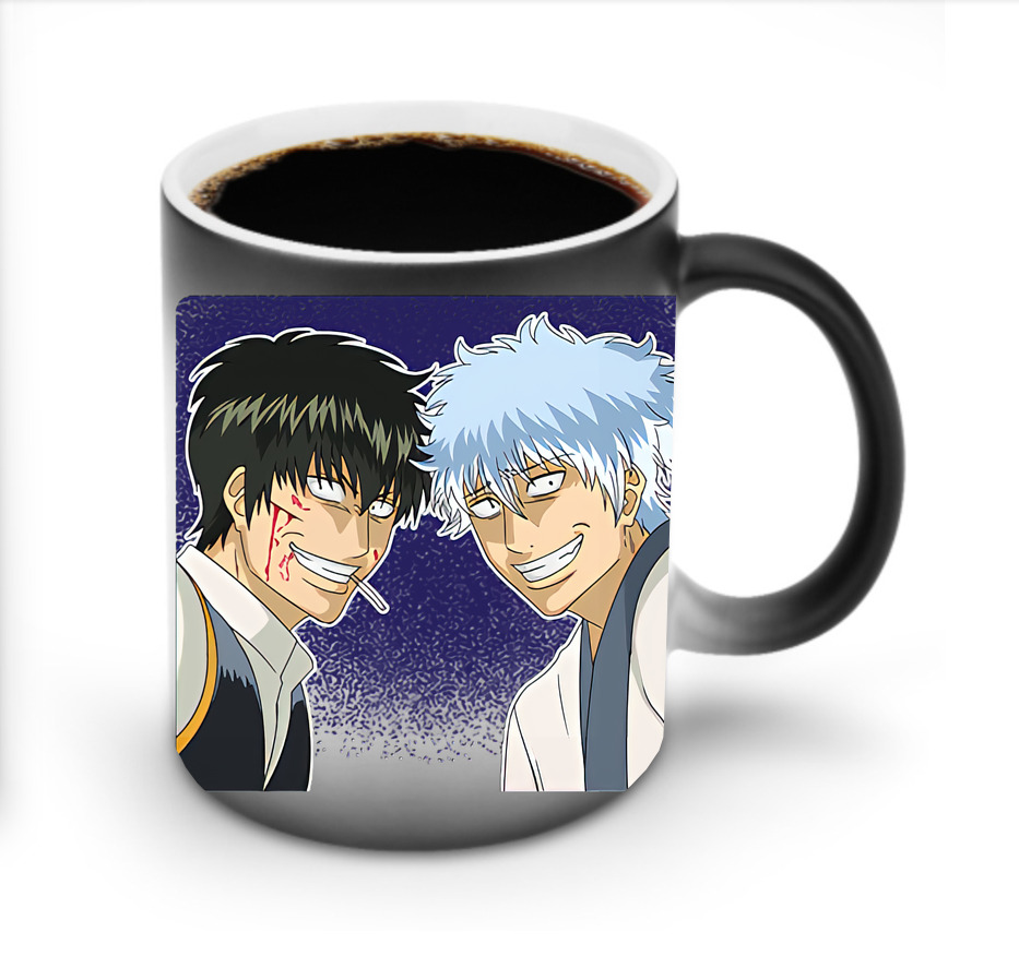 （画像用） ぎんたま 坂田銀時（さかたぎんとき） 神楽 志村新八（しむら しんぱち） GINTAMA Sakata Gintoki Kagura Shimura Shinpachi 温度変色マグカップ