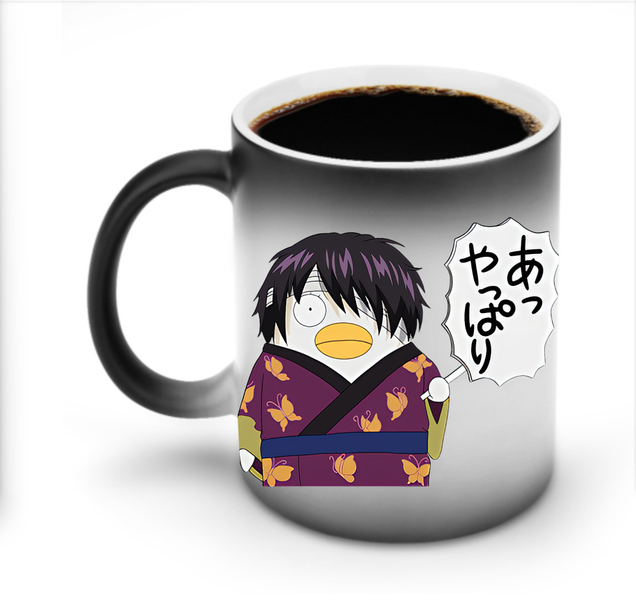 （画像用） ぎんたま 坂田銀時（さかたぎんとき） 神楽 志村新八（しむら しんぱち） GINTAMA Sakata Gintoki Kagura Shimura Shinpachi 温度変色マグカップ