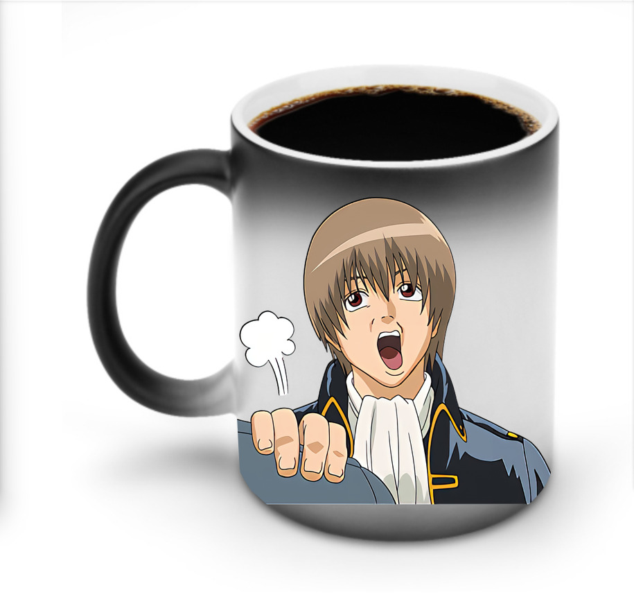 （画像用） ぎんたま 坂田銀時（さかたぎんとき） 神楽 志村新八（しむら しんぱち） GINTAMA Sakata Gintoki Kagura Shimura Shinpachi 温度変色マグカップ