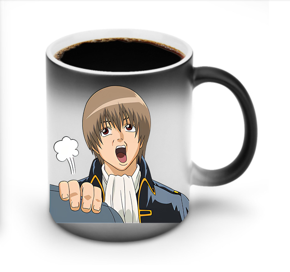 （画像用） ぎんたま 坂田銀時（さかたぎんとき） 神楽 志村新八（しむら しんぱち） GINTAMA Sakata Gintoki Kagura Shimura Shinpachi 温度変色マグカップ