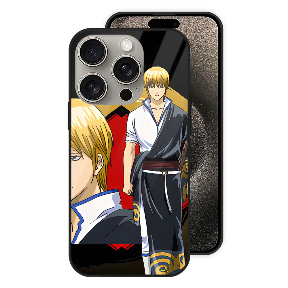 （画像用） ぎんたま 坂田銀時（さかたぎんとき） 神楽 志村新八（しむら しんぱち） GINTAMA Sakata Gintoki Kagura Shimura Shinpachi 【iPhone15Pro対応】スマホケース 耐衝撃＆黄変防止 背面ガラス