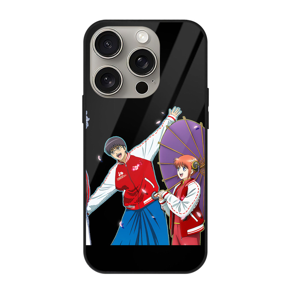 （画像用） ぎんたま 坂田銀時（さかたぎんとき） 神楽 志村新八（しむら しんぱち） GINTAMA Sakata Gintoki Kagura Shimura Shinpachi 【iPhone15Pro対応】スマホケース 耐衝撃＆黄変防止 背面ガラス