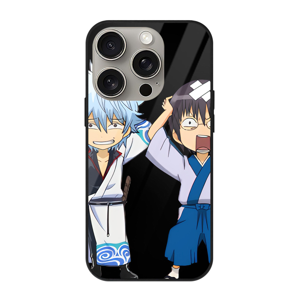 （画像用） ぎんたま 坂田銀時（さかたぎんとき） 神楽 志村新八（しむら しんぱち） GINTAMA Sakata Gintoki Kagura Shimura Shinpachi 【iPhone15Pro対応】スマホケース 耐衝撃＆黄変防止 背面ガラス