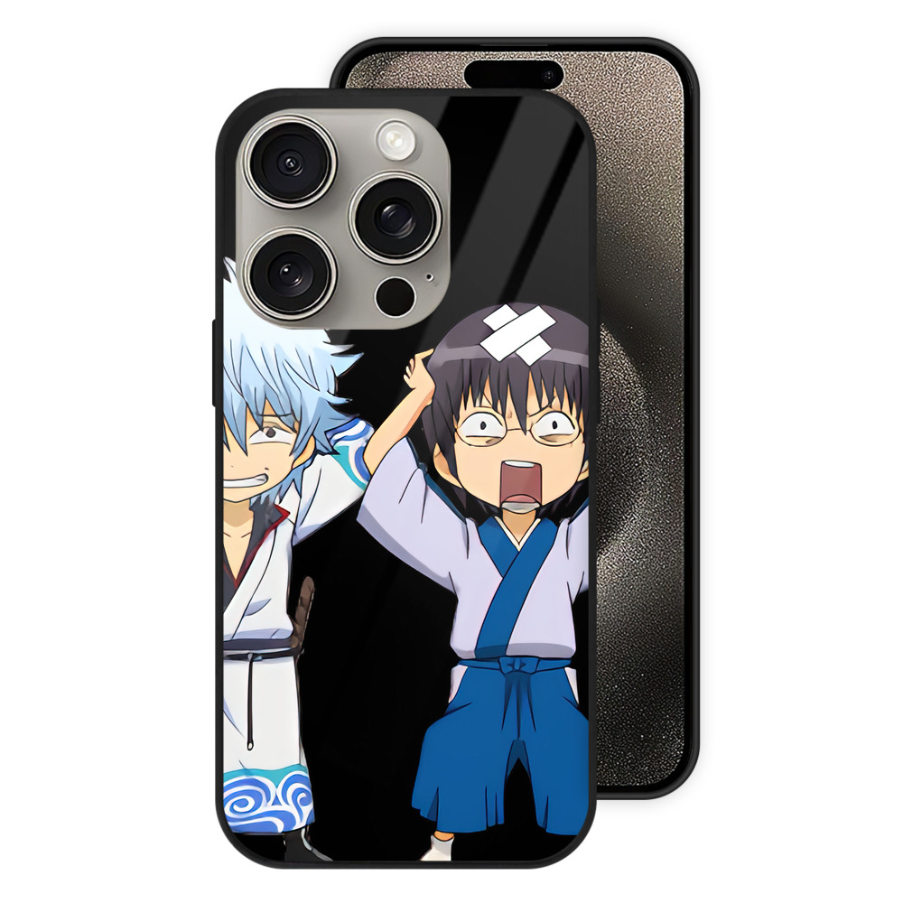 （画像用） ぎんたま 坂田銀時（さかたぎんとき） 神楽 志村新八（しむら しんぱち） GINTAMA Sakata Gintoki Kagura Shimura Shinpachi 【iPhone15Pro対応】スマホケース 耐衝撃＆黄変防止 背面ガラス