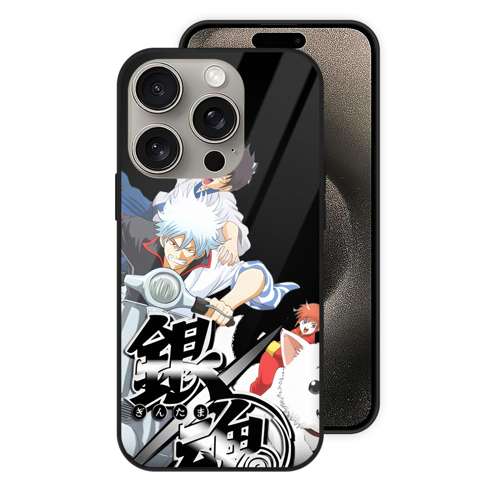 （画像用） ぎんたま 坂田銀時（さかたぎんとき） 神楽 志村新八（しむら しんぱち） GINTAMA Sakata Gintoki Kagura Shimura Shinpachi 【iPhone15Pro対応】スマホケース 耐衝撃＆黄変防止 背面ガラス