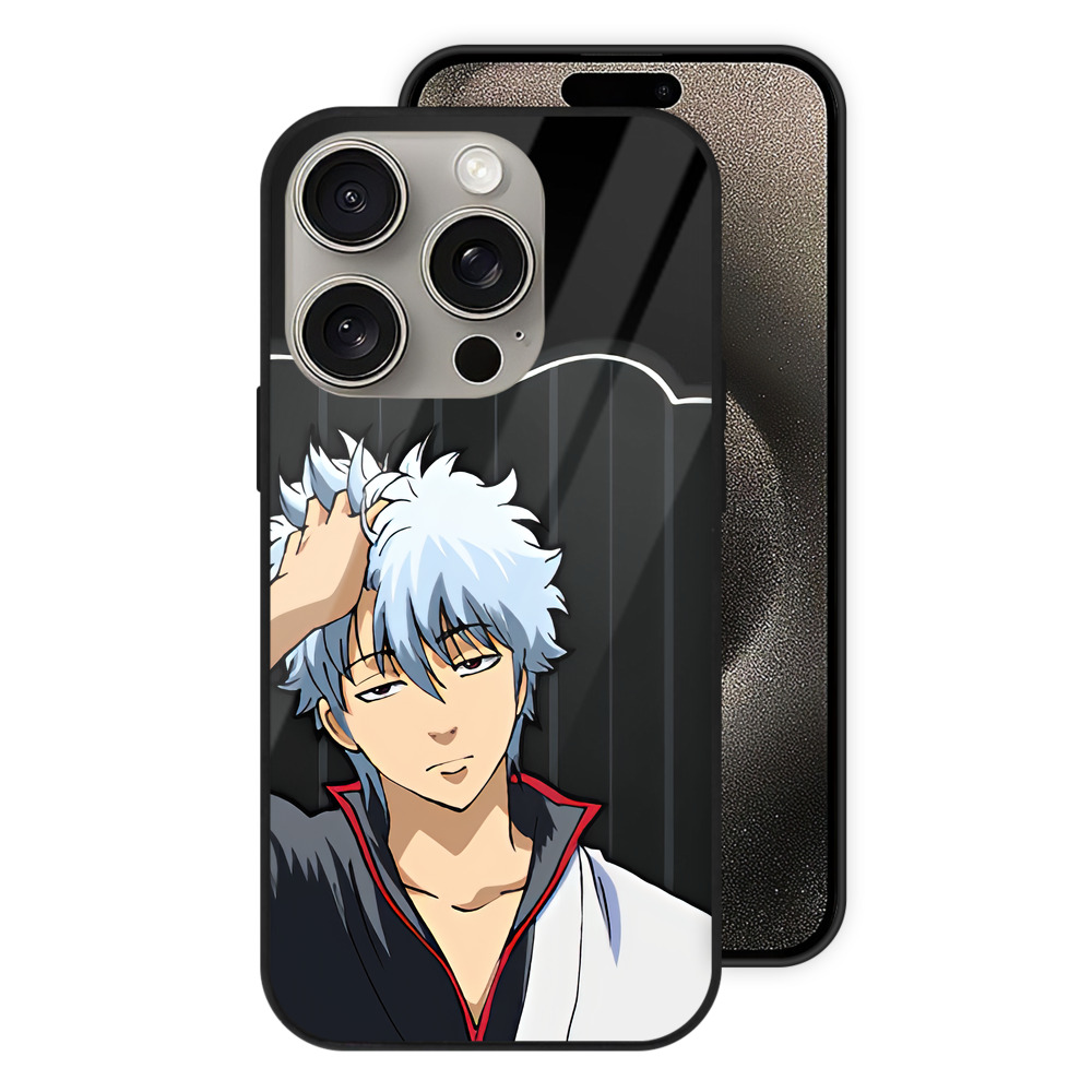 （画像用） ぎんたま 坂田銀時（さかたぎんとき） 神楽 志村新八（しむら しんぱち） GINTAMA Sakata Gintoki Kagura Shimura Shinpachi 【iPhone15Pro対応】スマホケース 耐衝撃＆黄変防止 背面ガラス