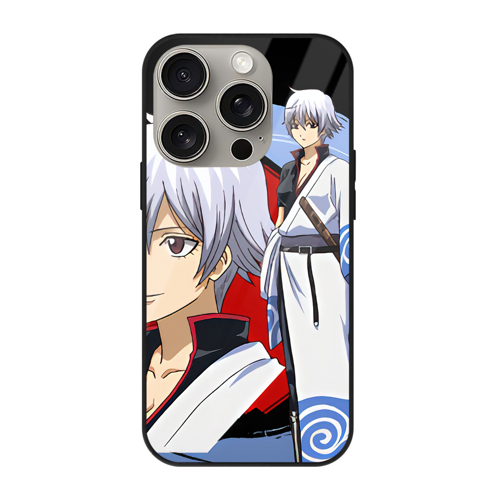 （画像用） ぎんたま 坂田銀時（さかたぎんとき） 神楽 志村新八（しむら しんぱち） GINTAMA Sakata Gintoki Kagura Shimura Shinpachi 【iPhone15Pro対応】スマホケース 耐衝撃＆黄変防止 背面ガラス