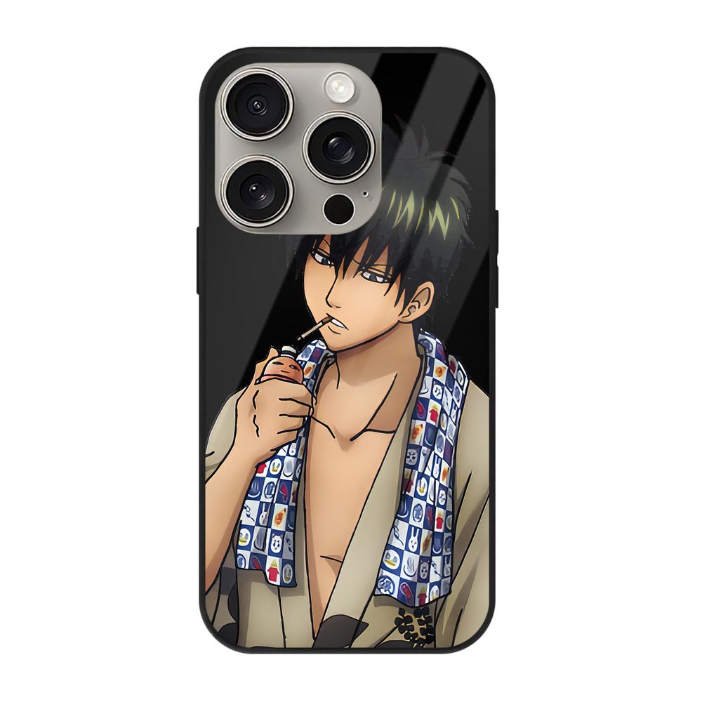（画像用） ぎんたま 坂田銀時（さかたぎんとき） 神楽 志村新八（しむら しんぱち） GINTAMA Sakata Gintoki Kagura Shimura Shinpachi 【iPhone15Pro対応】スマホケース 耐衝撃＆黄変防止 背面ガラス