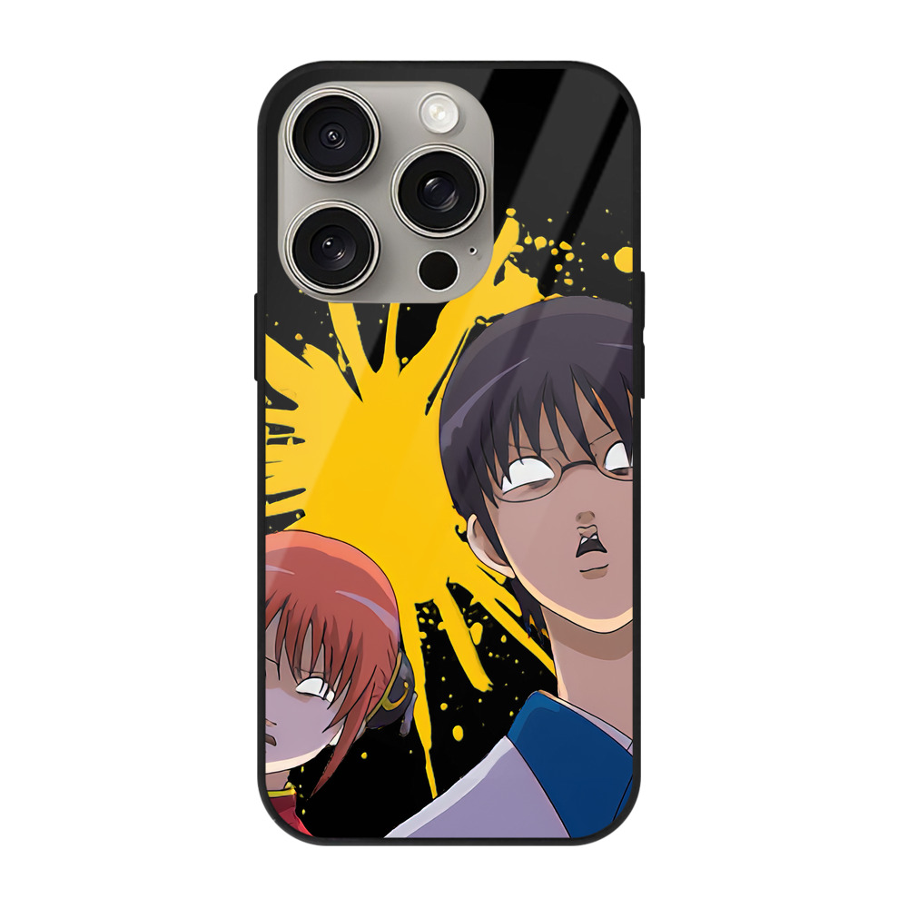 （画像用） ぎんたま 坂田銀時（さかたぎんとき） 神楽 志村新八（しむら しんぱち） GINTAMA Sakata Gintoki Kagura Shimura Shinpachi 【iPhone15Pro対応】スマホケース 耐衝撃＆黄変防止 背面ガラス