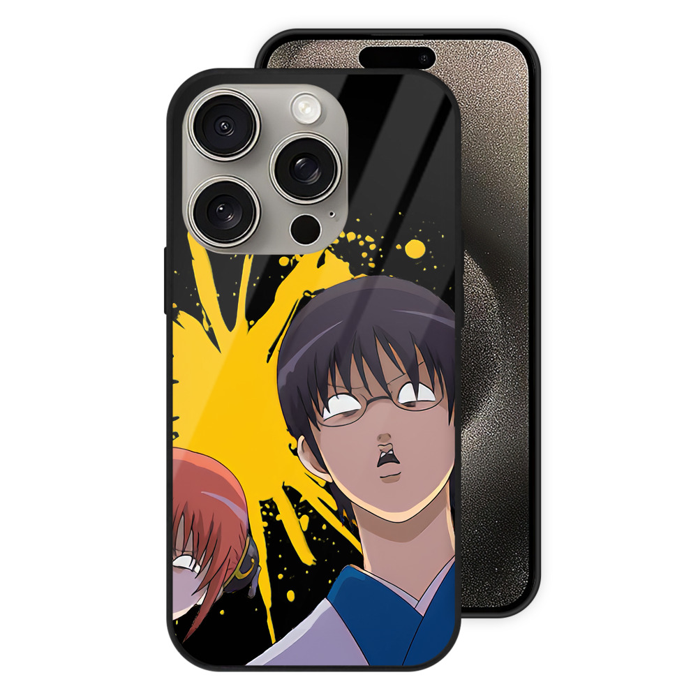 （画像用） ぎんたま 坂田銀時（さかたぎんとき） 神楽 志村新八（しむら しんぱち） GINTAMA Sakata Gintoki Kagura Shimura Shinpachi 【iPhone15Pro対応】スマホケース 耐衝撃＆黄変防止 背面ガラス