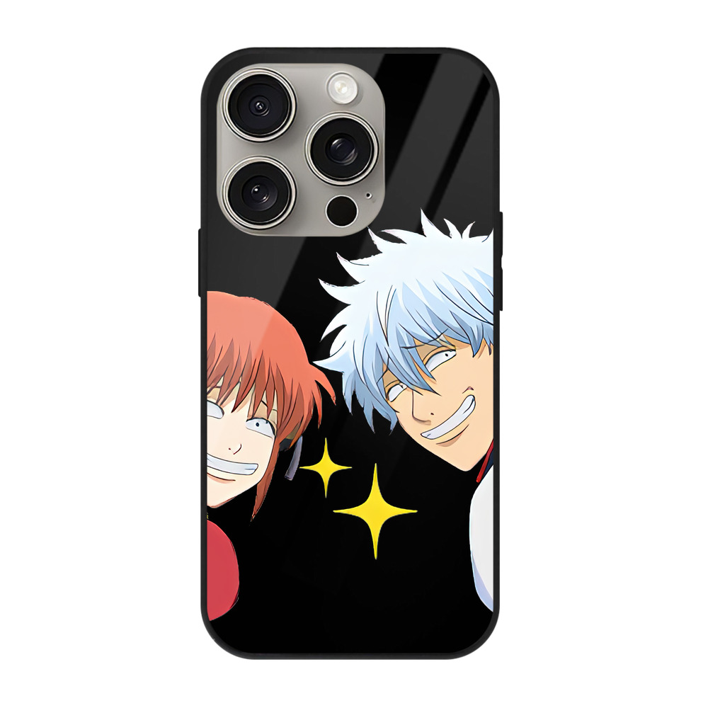 （画像用） ぎんたま 坂田銀時（さかたぎんとき） 神楽 志村新八（しむら しんぱち） GINTAMA Sakata Gintoki Kagura Shimura Shinpachi 【iPhone15Pro対応】スマホケース 耐衝撃＆黄変防止 背面ガラス