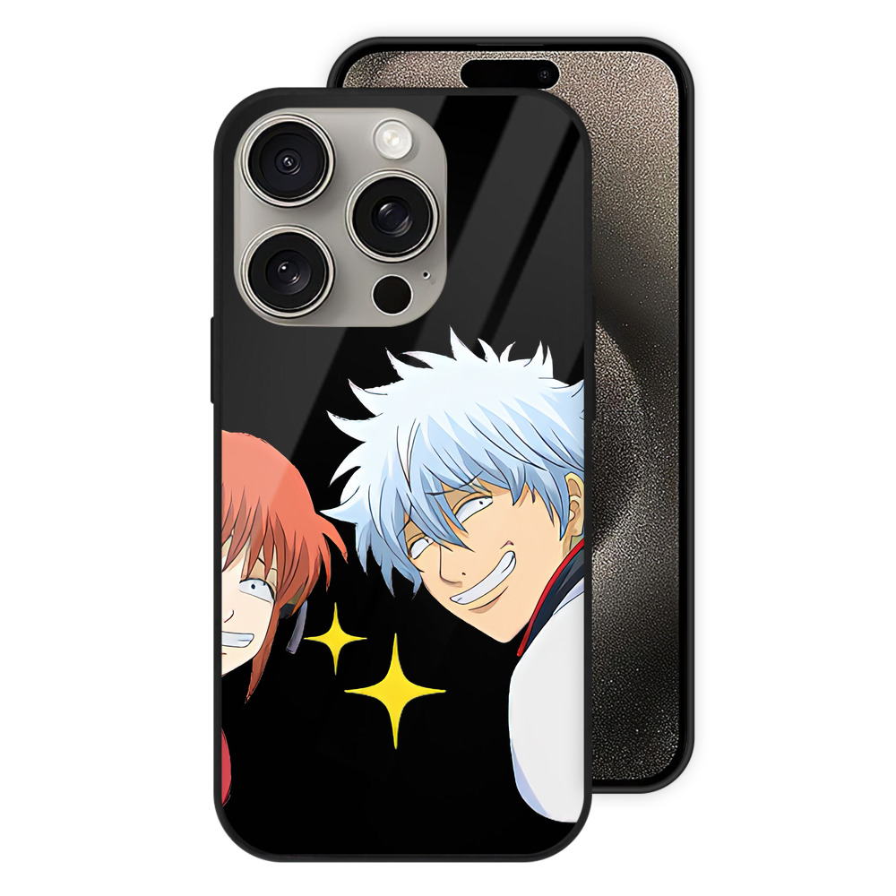 （画像用） ぎんたま 坂田銀時（さかたぎんとき） 神楽 志村新八（しむら しんぱち） GINTAMA Sakata Gintoki Kagura Shimura Shinpachi 【iPhone15Pro対応】スマホケース 耐衝撃＆黄変防止 背面ガラス