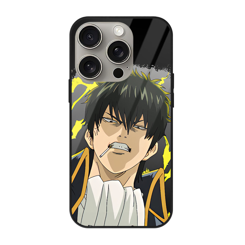 （画像用） ぎんたま 坂田銀時（さかたぎんとき） 神楽 志村新八（しむら しんぱち） GINTAMA Sakata Gintoki Kagura Shimura Shinpachi 【iPhone15Pro対応】スマホケース 耐衝撃＆黄変防止 背面ガラス