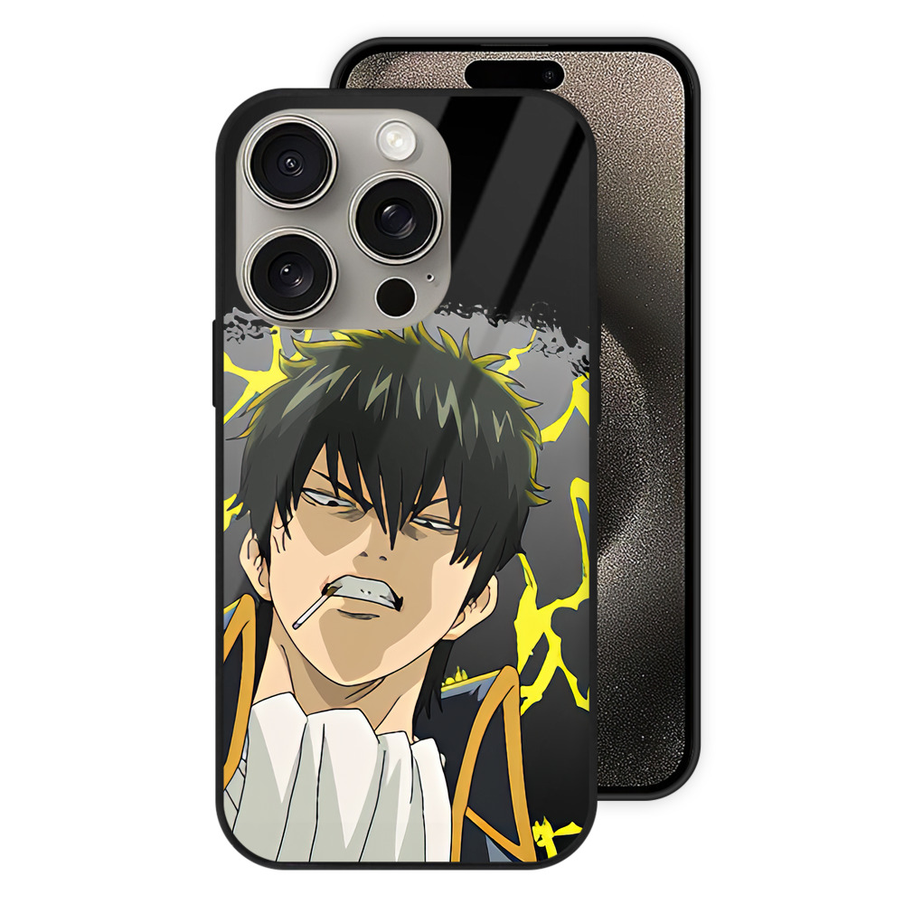 （画像用） ぎんたま 坂田銀時（さかたぎんとき） 神楽 志村新八（しむら しんぱち） GINTAMA Sakata Gintoki Kagura Shimura Shinpachi 【iPhone15Pro対応】スマホケース 耐衝撃＆黄変防止 背面ガラス