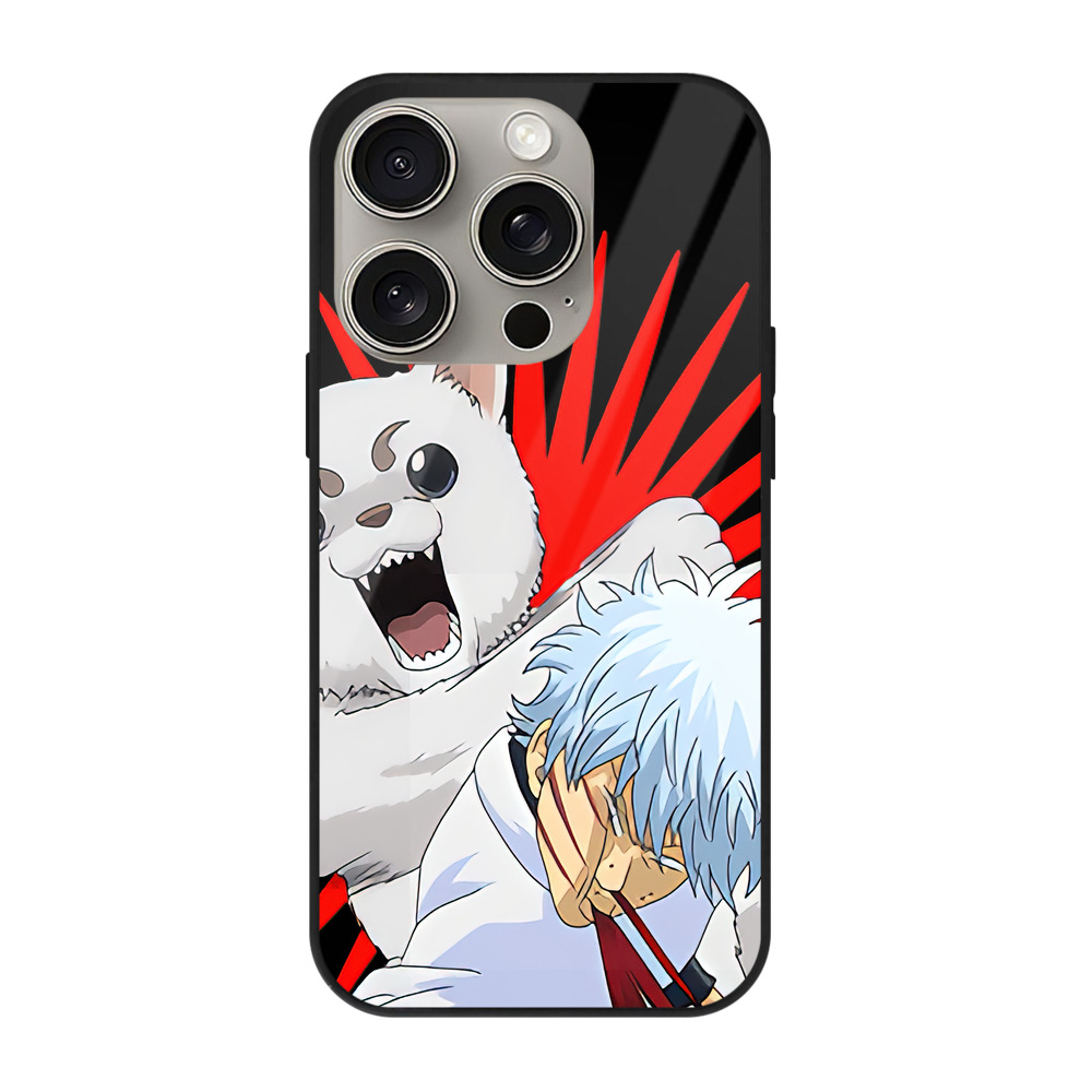 （画像用） ぎんたま 坂田銀時（さかたぎんとき） 神楽 志村新八（しむら しんぱち） GINTAMA Sakata Gintoki Kagura Shimura Shinpachi 【iPhone15Pro対応】スマホケース 耐衝撃＆黄変防止 背面ガラス