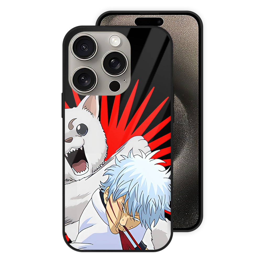 （画像用） ぎんたま 坂田銀時（さかたぎんとき） 神楽 志村新八（しむら しんぱち） GINTAMA Sakata Gintoki Kagura Shimura Shinpachi 【iPhone15Pro対応】スマホケース 耐衝撃＆黄変防止 背面ガラス