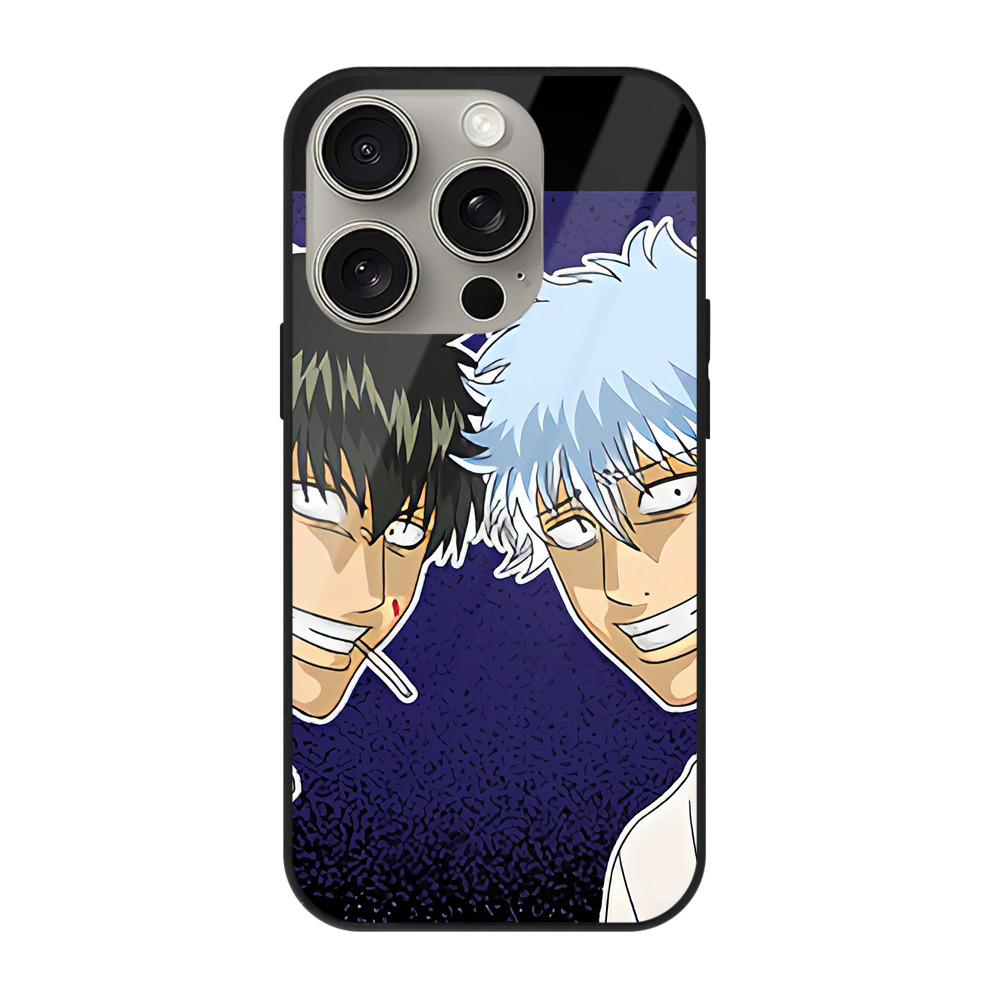 （画像用） ぎんたま 坂田銀時（さかたぎんとき） 神楽 志村新八（しむら しんぱち） GINTAMA Sakata Gintoki Kagura Shimura Shinpachi 【iPhone15Pro対応】スマホケース 耐衝撃＆黄変防止 背面ガラス