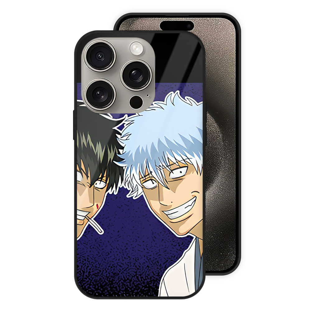 （画像用） ぎんたま 坂田銀時（さかたぎんとき） 神楽 志村新八（しむら しんぱち） GINTAMA Sakata Gintoki Kagura Shimura Shinpachi 【iPhone15Pro対応】スマホケース 耐衝撃＆黄変防止 背面ガラス
