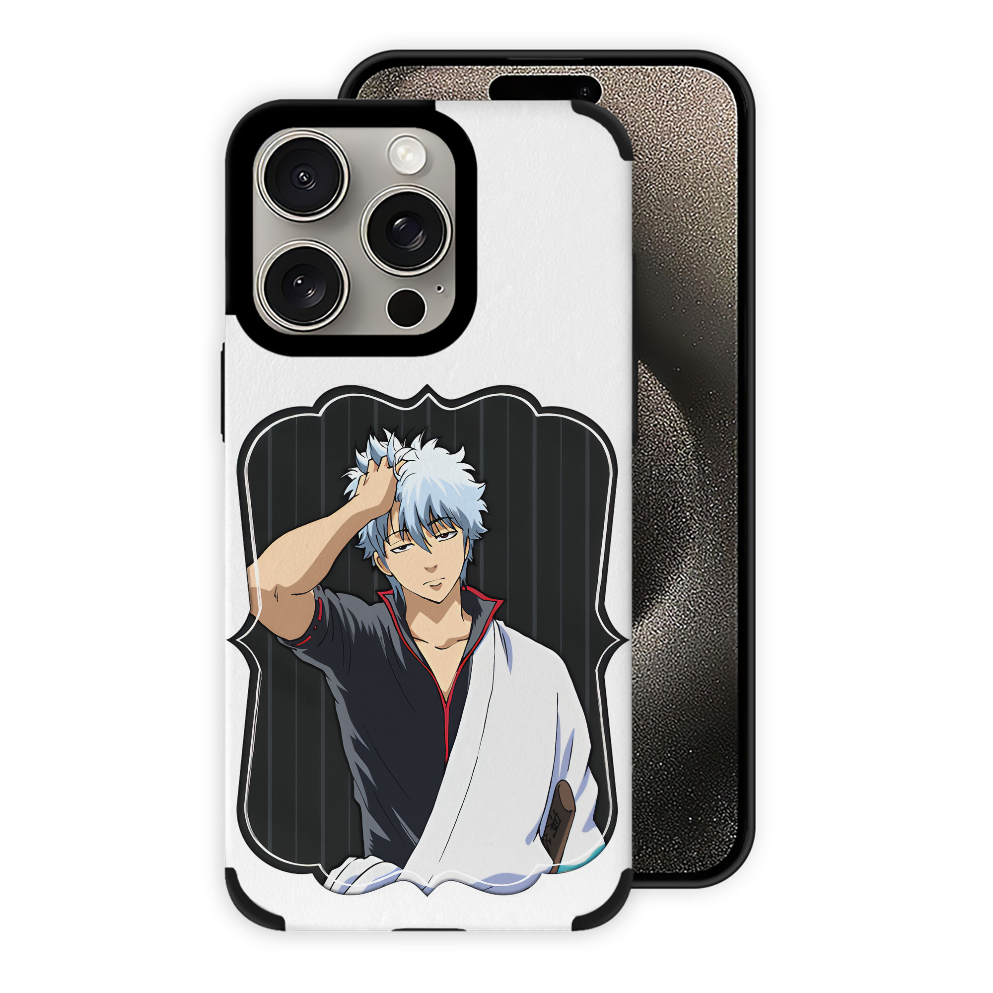 （画像用） ぎんたま 坂田銀時（さかたぎんとき） 神楽 志村新八（しむら しんぱち） GINTAMA Sakata Gintoki Kagura Shimura Shinpachi 【iPhone15ProMax対応】 PUレザー スマホケース 耐衝撃＆黄変防止
