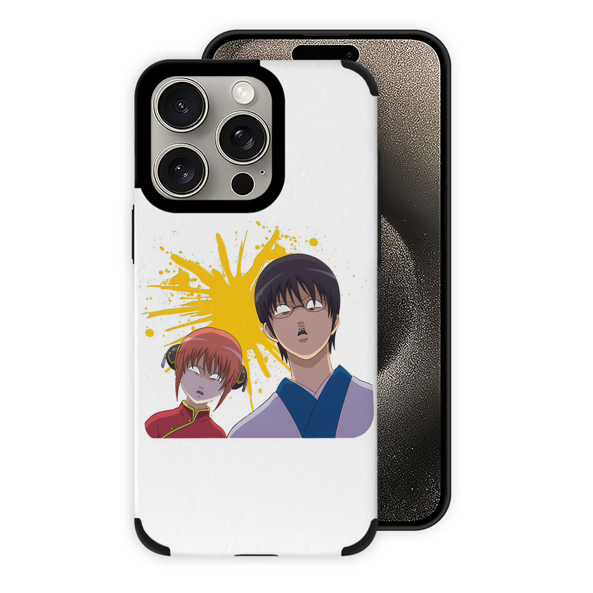 （画像用） ぎんたま 坂田銀時（さかたぎんとき） 神楽 志村新八（しむら しんぱち） GINTAMA Sakata Gintoki Kagura Shimura Shinpachi 【iPhone15ProMax対応】 PUレザー スマホケース 耐衝撃＆黄変防止