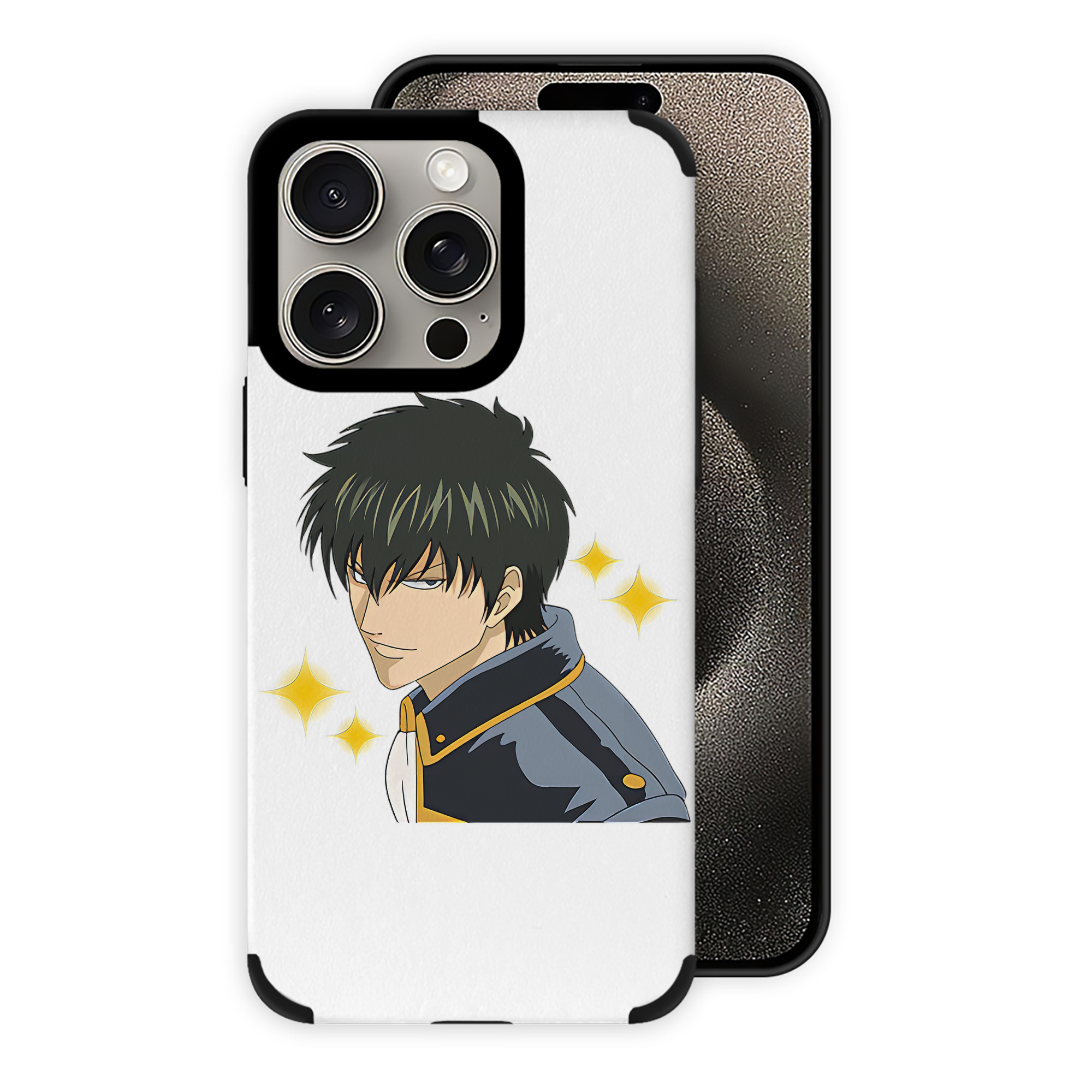 （画像用） ぎんたま 坂田銀時（さかたぎんとき） 神楽 志村新八（しむら しんぱち） GINTAMA Sakata Gintoki Kagura Shimura Shinpachi 【iPhone15ProMax対応】 PUレザー スマホケース 耐衝撃＆黄変防止