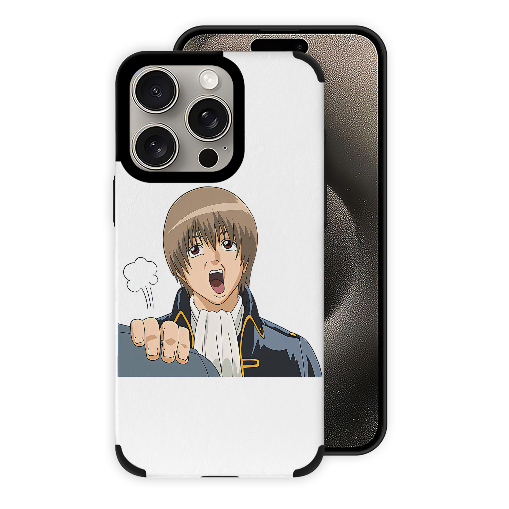 （画像用） ぎんたま 坂田銀時（さかたぎんとき） 神楽 志村新八（しむら しんぱち） GINTAMA Sakata Gintoki Kagura Shimura Shinpachi 【iPhone15ProMax対応】 PUレザー スマホケース 耐衝撃＆黄変防止