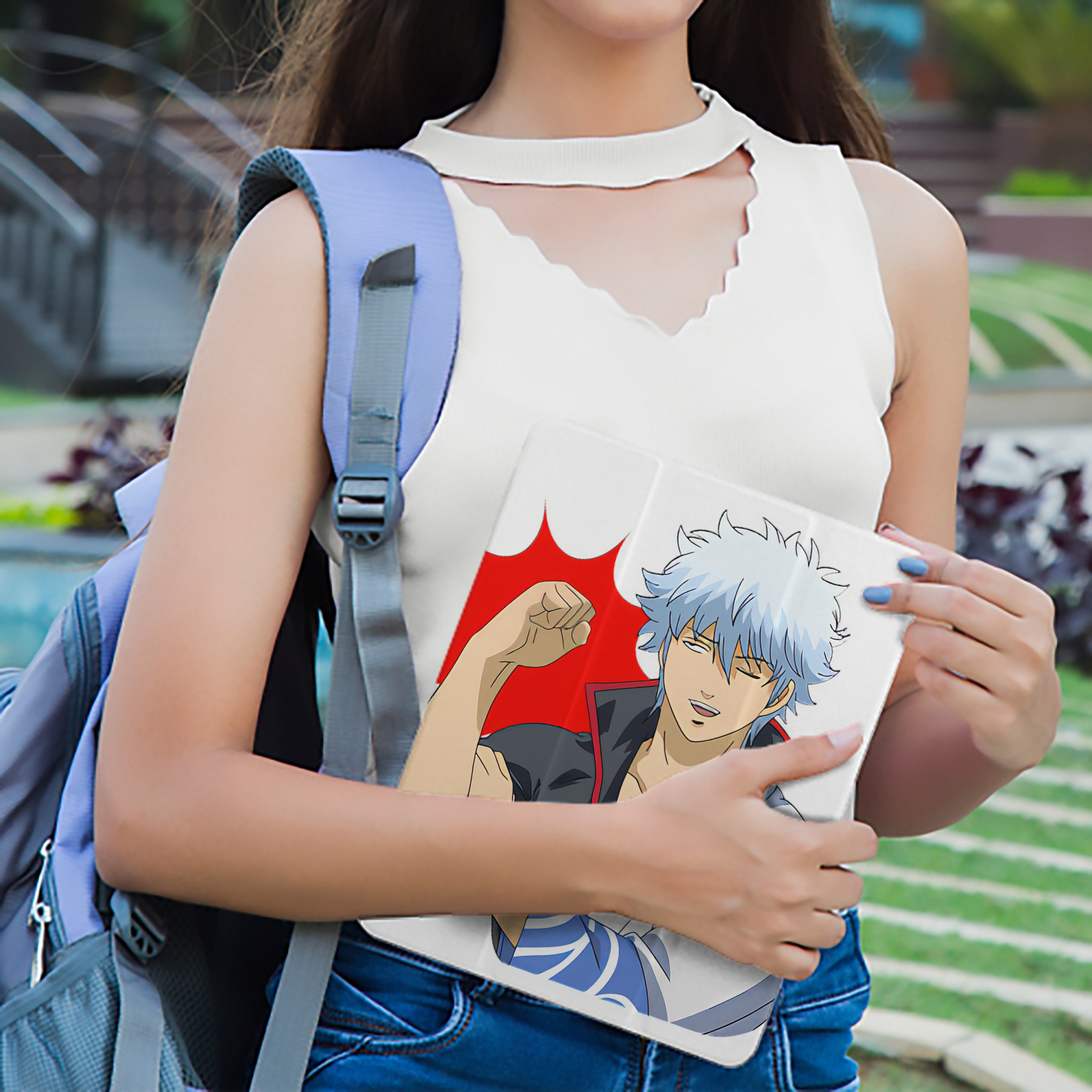 ぎんたま 坂田銀時（さかたぎんとき） 神楽 志村新八（しむら しんぱち） GINTAMA Sakata Gintoki Kagura Shimura Shinpachi IPad ケース ペン収納付き 三つ折りスタンド PUレザー×シリコン 対応機種9.5/10.5/10.9インチ