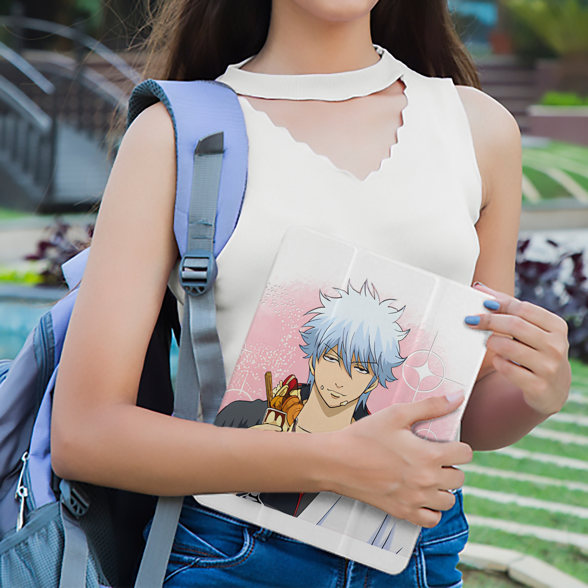 ぎんたま 坂田銀時（さかたぎんとき） 神楽 志村新八（しむら しんぱち） GINTAMA Sakata Gintoki Kagura Shimura Shinpachi IPad ケース ペン収納付き 三つ折りスタンド PUレザー×シリコン 対応機種9.5/10.5/10.9インチ