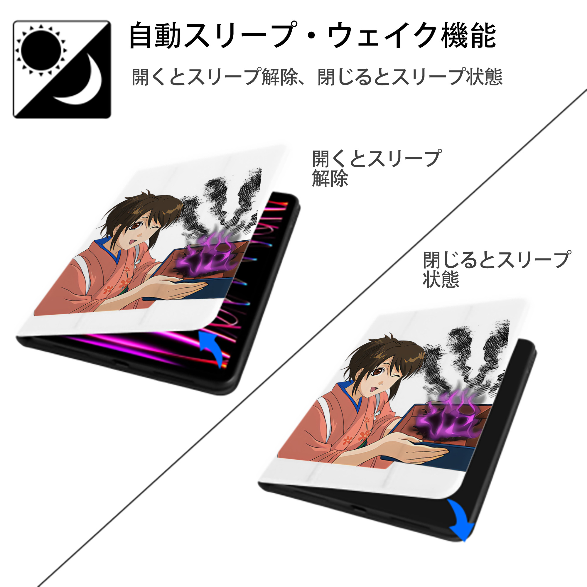 ぎんたま 坂田銀時（さかたぎんとき） 神楽 志村新八（しむら しんぱち） GINTAMA Sakata Gintoki Kagura Shimura Shinpachi IPad ケース ペン収納付き 三つ折りスタンド PUレザー×シリコン 対応機種9.5/10.5/10.9インチ