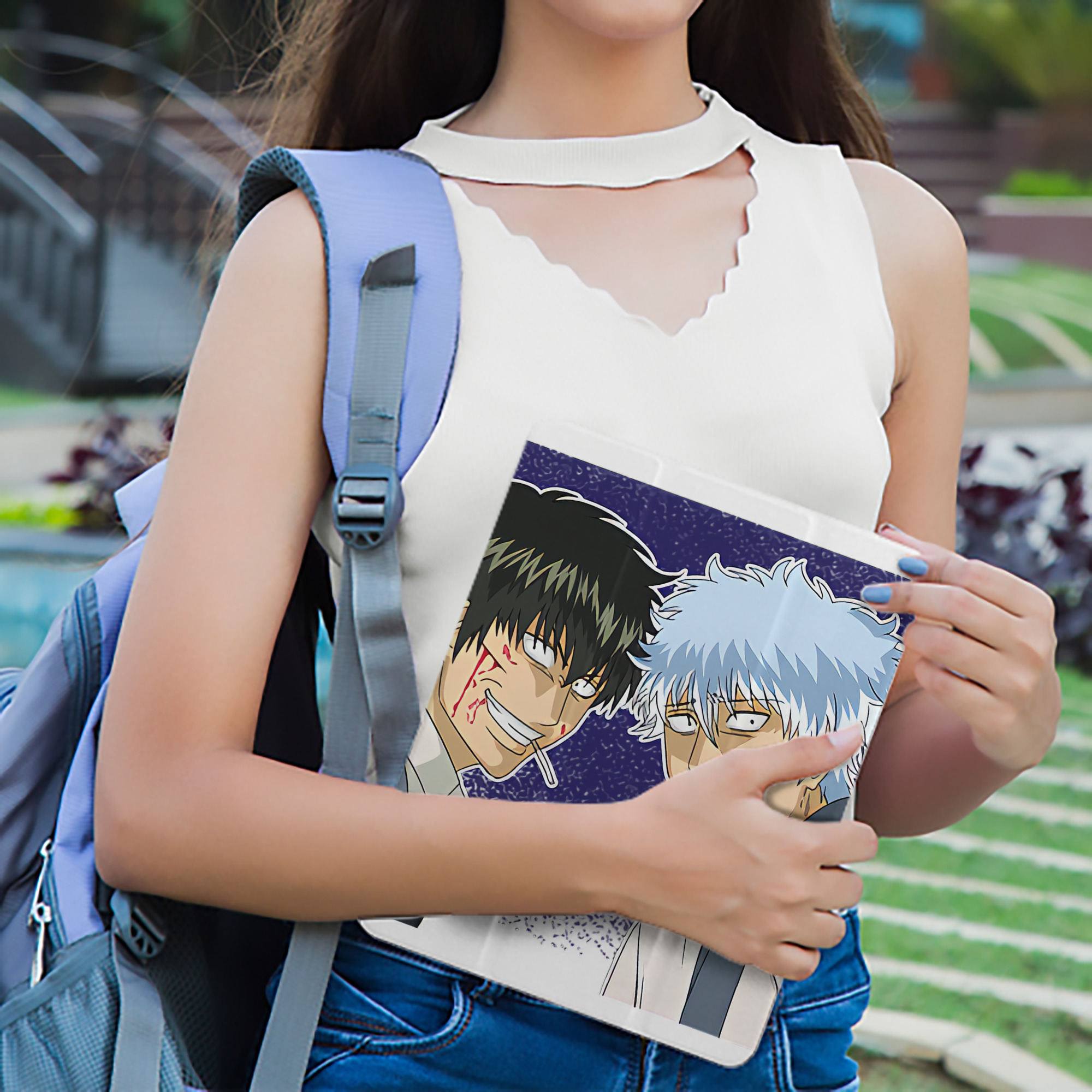 ぎんたま 坂田銀時（さかたぎんとき） 神楽 志村新八（しむら しんぱち） GINTAMA Sakata Gintoki Kagura Shimura Shinpachi IPad ケース ペン収納付き 三つ折りスタンド PUレザー×シリコン 対応機種9.5/10.5/10.9インチ